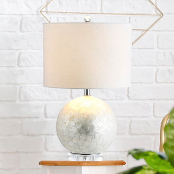 Zuri 23.5" Capiz Seashell Sphere LED Table Lamp - JONATHAN Y